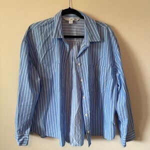 Blue and White Striped Oversized Button Down